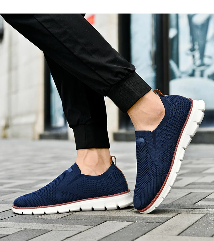Summer New Men's Sports Shoes Breathable Mesh Cloth Shoes Outdoor Casual Shoes Men's Non-Slip Flying Woven Shoes Plus Size 50