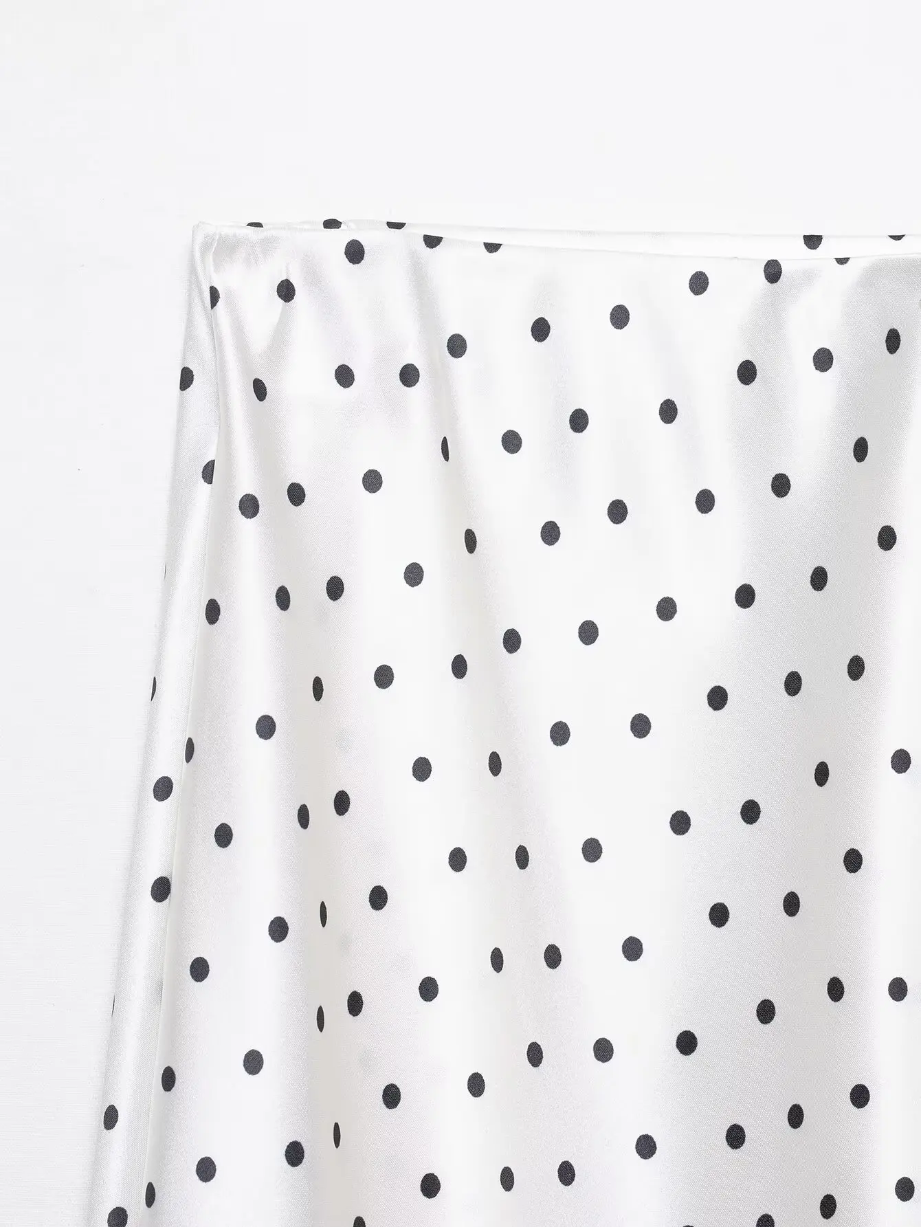 HH Women Elegant Polka Dot Satin Midi Skirt High Waist Silky Long Skirt Casual Daily Office Wear Retro Summer Streetwear