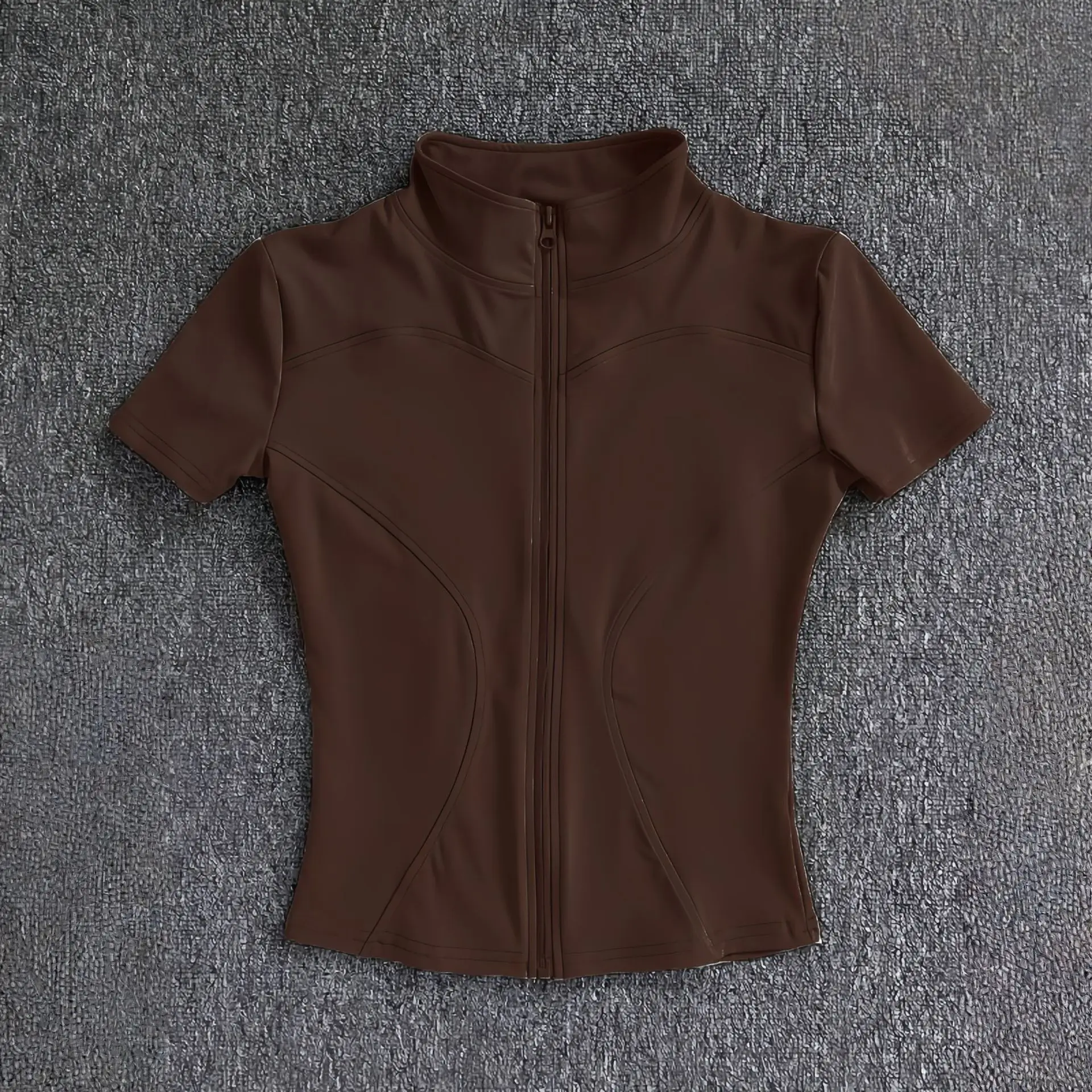 KIDCRKJ Slim Sports Women Yoga Coat Short Sleeve Zipper Tops Female Cycling Running Outfit Clothes Summer Sport Jacket
