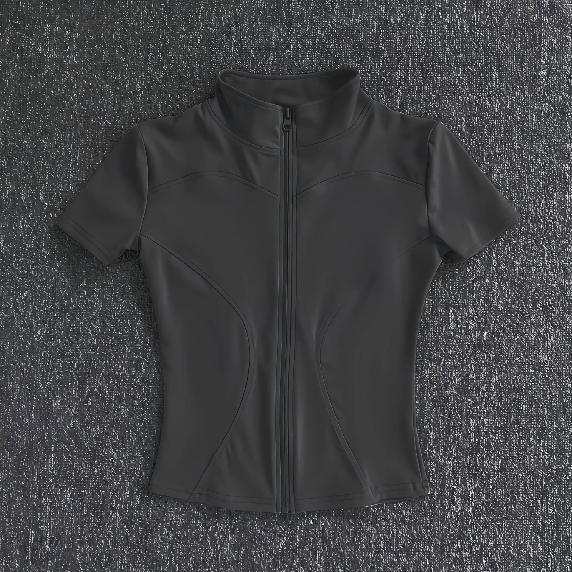 KIDCRKJ Slim Sports Women Yoga Coat Short Sleeve Zipper Tops Female Cycling Running Outfit Clothes Summer Sport Jacket