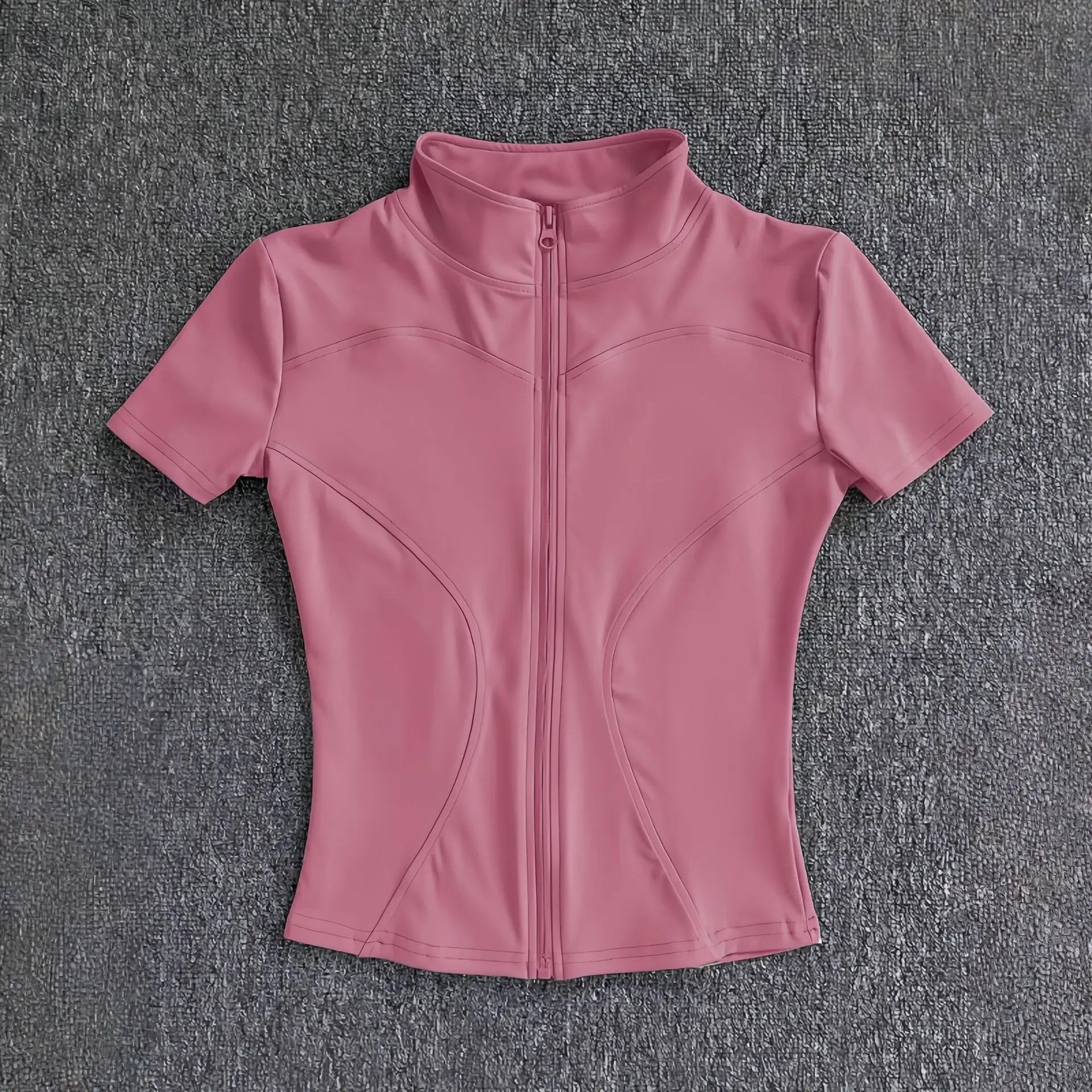 KIDCRKJ Slim Sports Women Yoga Coat Short Sleeve Zipper Tops Female Cycling Running Outfit Clothes Summer Sport Jacket