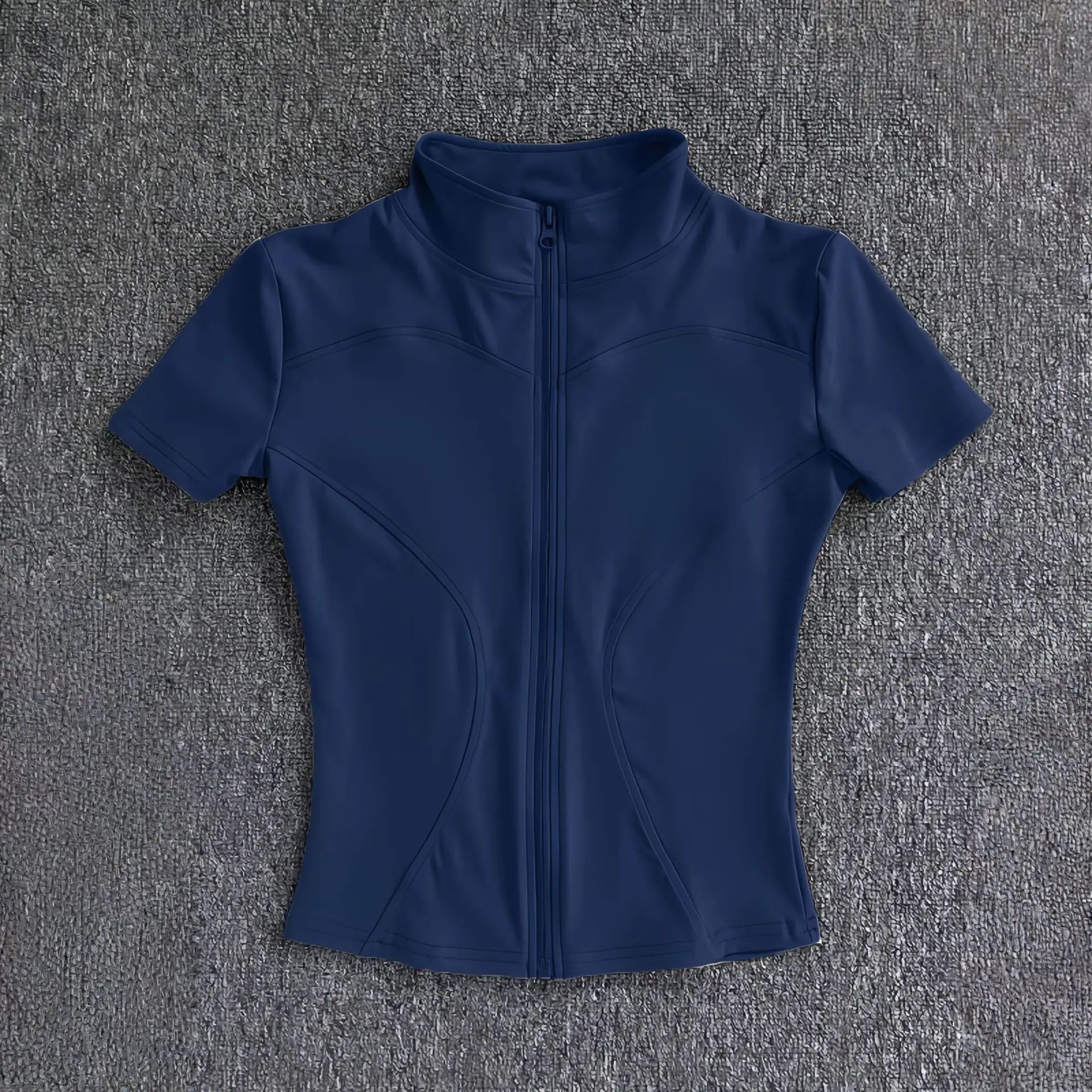 KIDCRKJ Slim Sports Women Yoga Coat Short Sleeve Zipper Tops Female Cycling Running Outfit Clothes Summer Sport Jacket