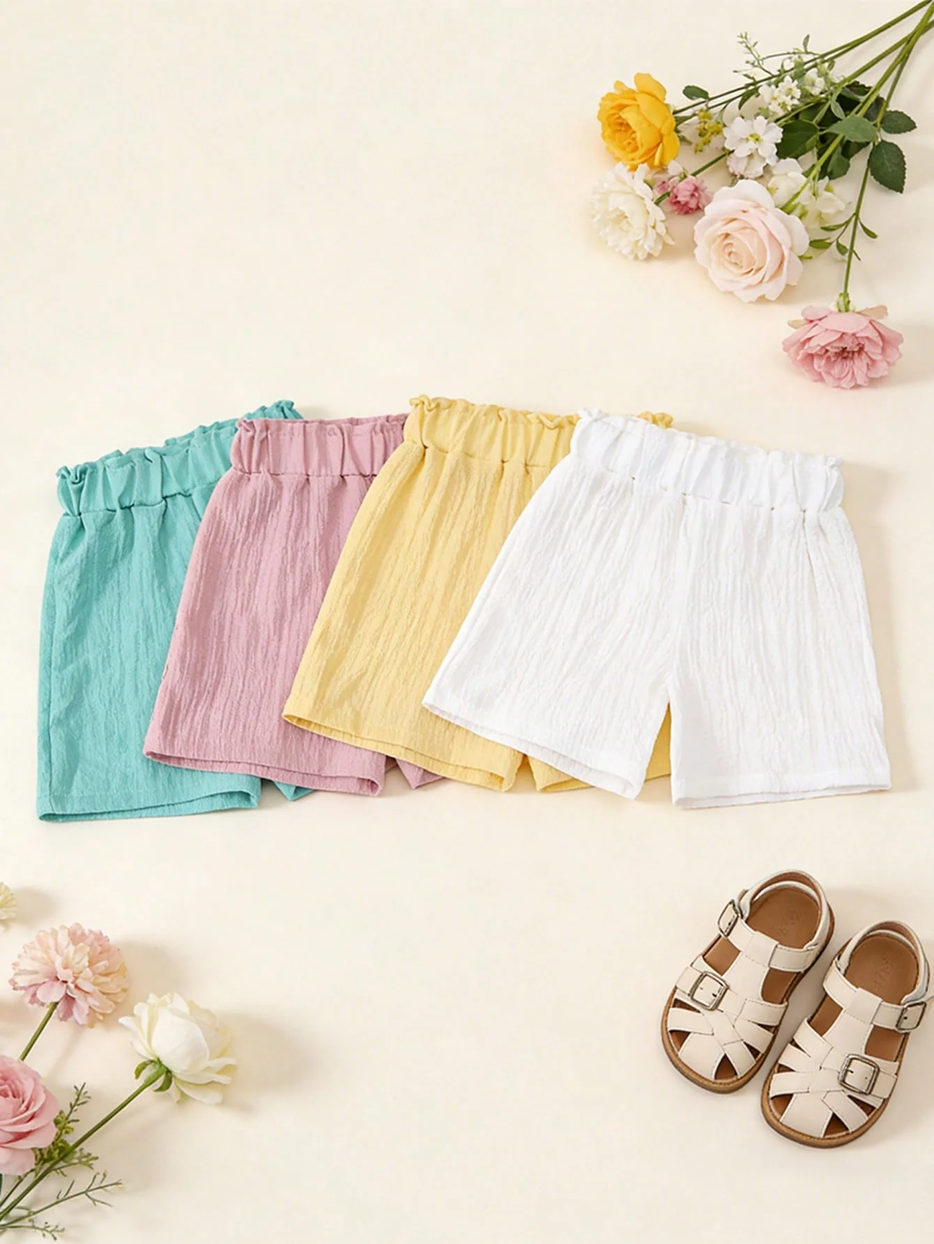 4 Pcs Girls' Bubble Short Pants,Soft and Comfortable Shorts,Providing Cool and Breathable Comfort in Summer for Girls' Daily Wear