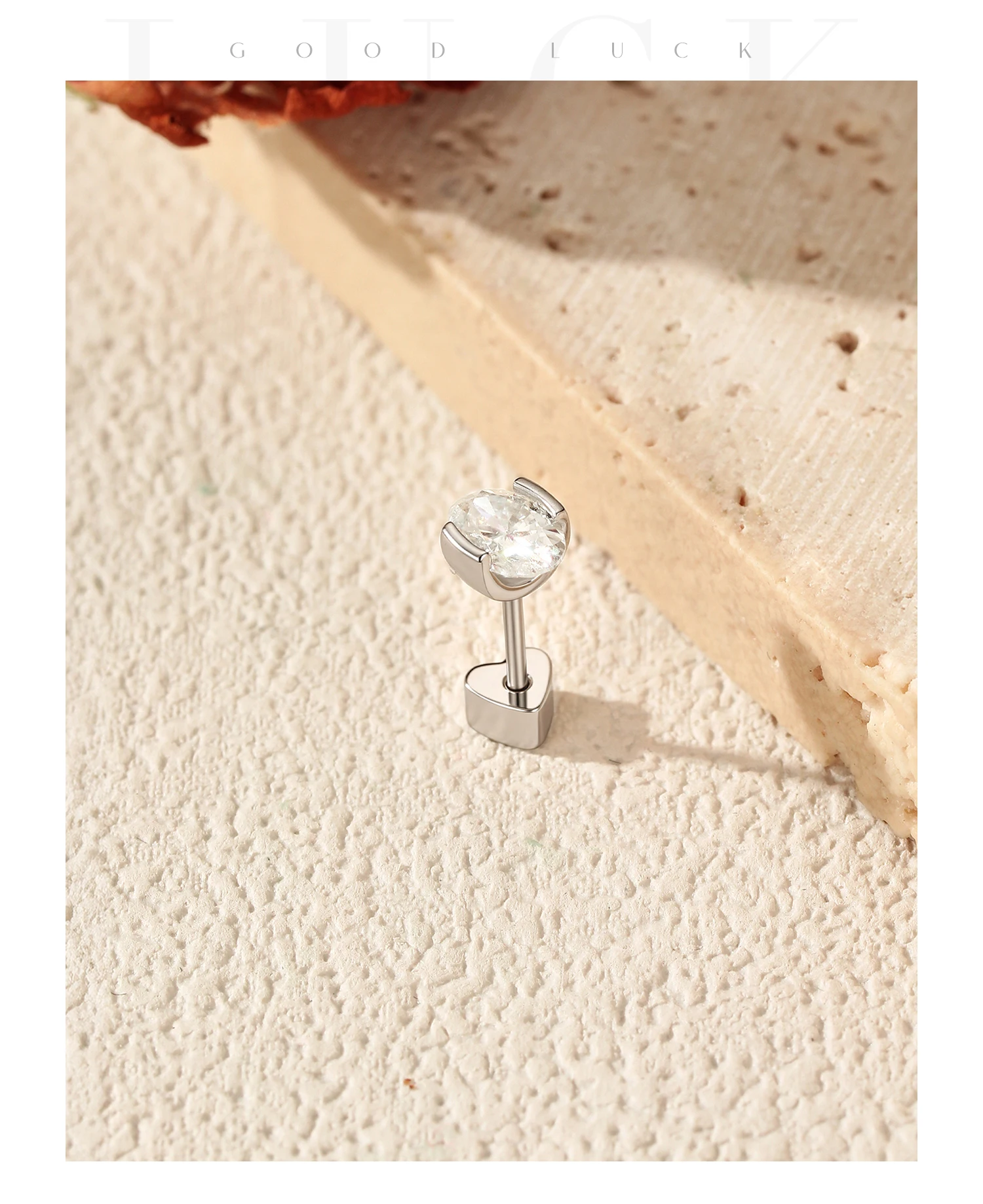 MODIAN D Color Oval Moissanite Heart Screw Helix Earrings Cartilage 925 Sterling Sliver Stud Earrings For Women Fine Jewelry