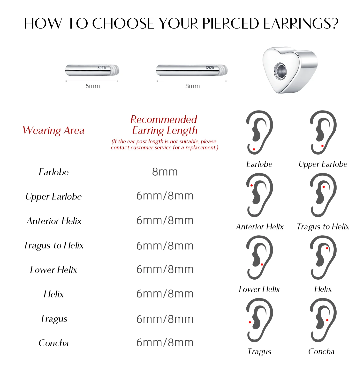 MODIAN D Color Oval Moissanite Heart Screw Helix Earrings Cartilage 925 Sterling Sliver Stud Earrings For Women Fine Jewelry