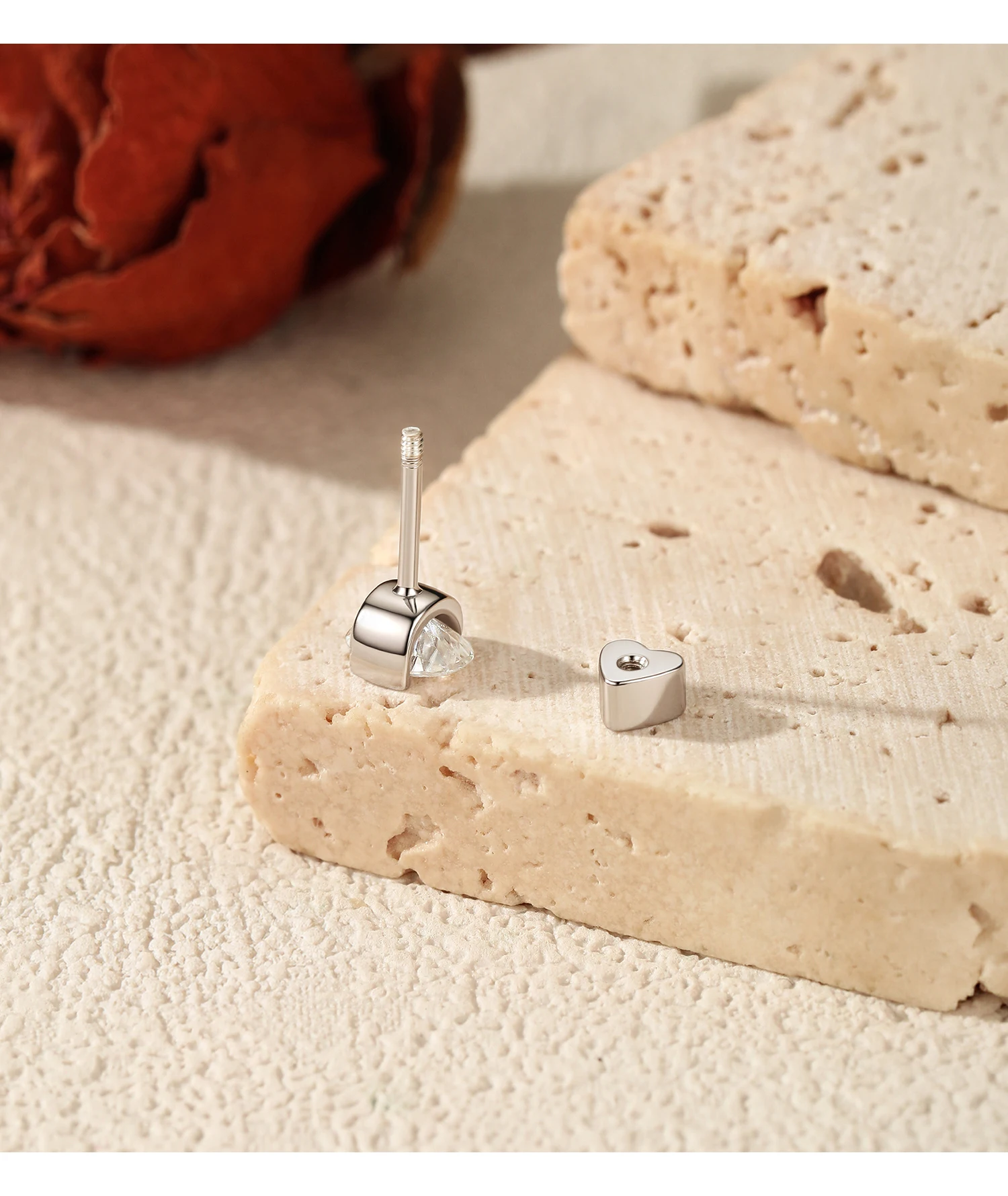 MODIAN D Color Oval Moissanite Heart Screw Helix Earrings Cartilage 925 Sterling Sliver Stud Earrings For Women Fine Jewelry