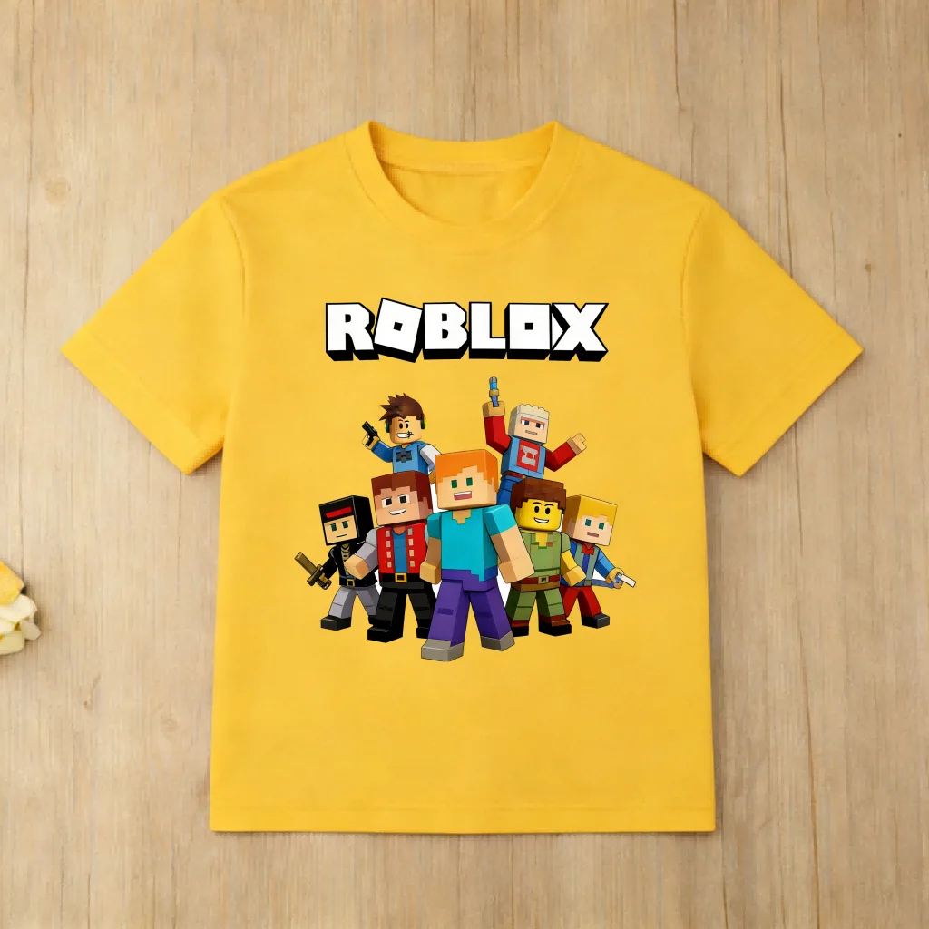 Roblox Cartoon Character Printed Cotton T Shirt for Boys Short Sleeve Kids Tops Soft Childrens T Shirt Roblox Game Tee