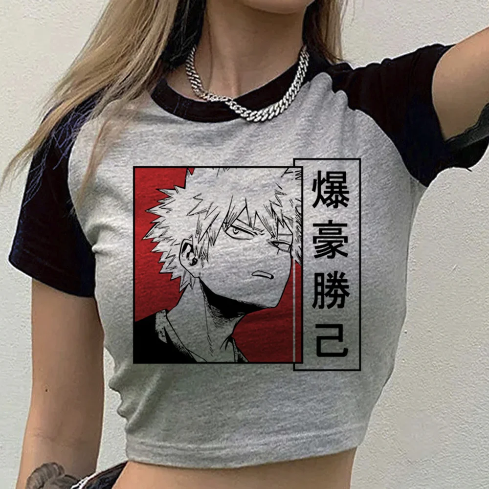 Bakugo Katsuki cropped top shoujo 2000s meme baddie goth funny t shirt anime cutecore gyaru goth cute