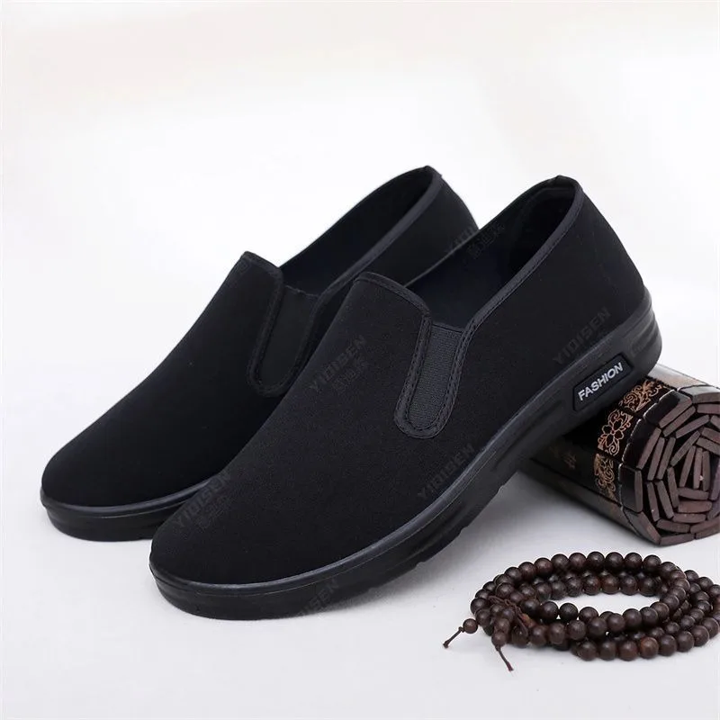 2026 New Fabric Shoes for Men's Work, Spring Travel, Breathable Flat Bottom, Non Slip Soft Soled Men's Shoes
