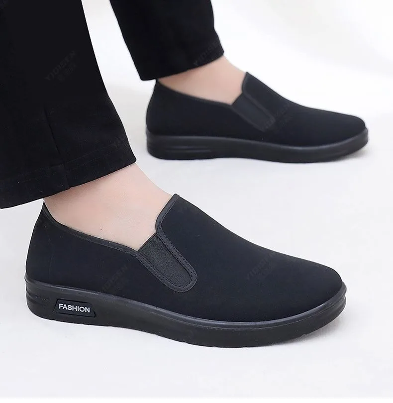 2026 New Fabric Shoes for Men's Work, Spring Travel, Breathable Flat Bottom, Non Slip Soft Soled Men's Shoes