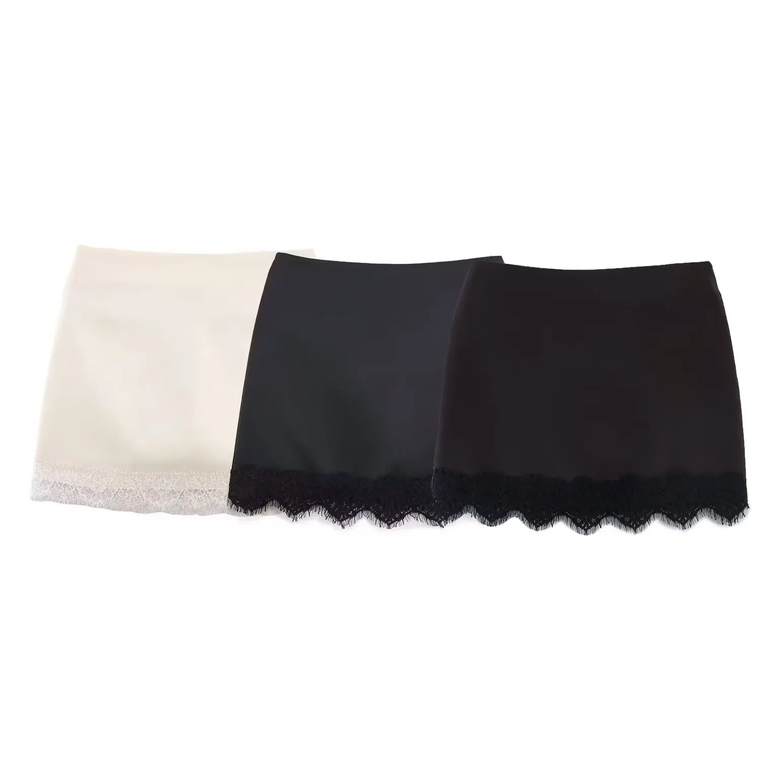 Koekop 2026 Women's Fashion Lace trim Skirt Pants Vintage High Waist Women's Chic Ladies Wipe Mini Skirt