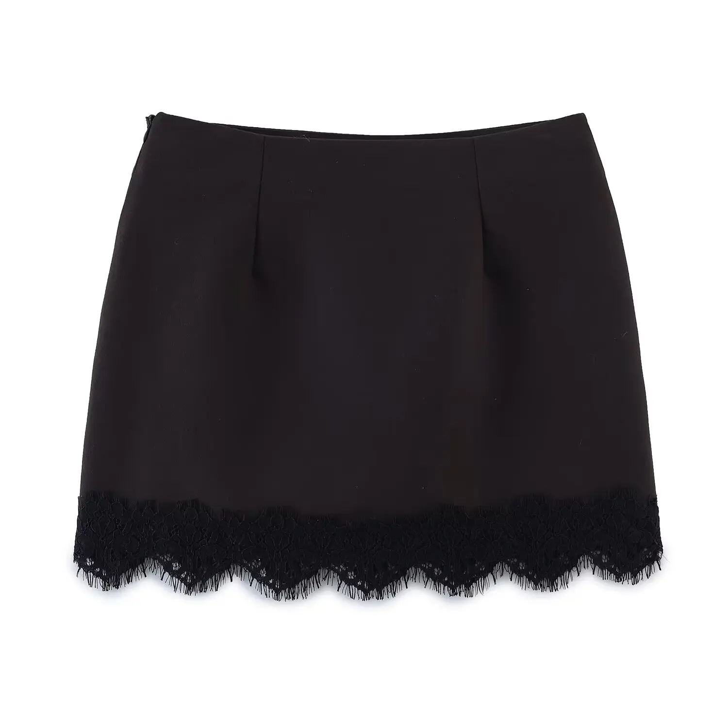 Koekop 2026 Women's Fashion Lace trim Skirt Pants Vintage High Waist Women's Chic Ladies Wipe Mini Skirt