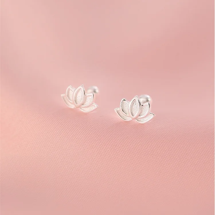 925 Sterling Silver Lotus Flower Piercing Stud Earrings For Women Vintage Engagement Vintage Jewelry Wholesale Accessories