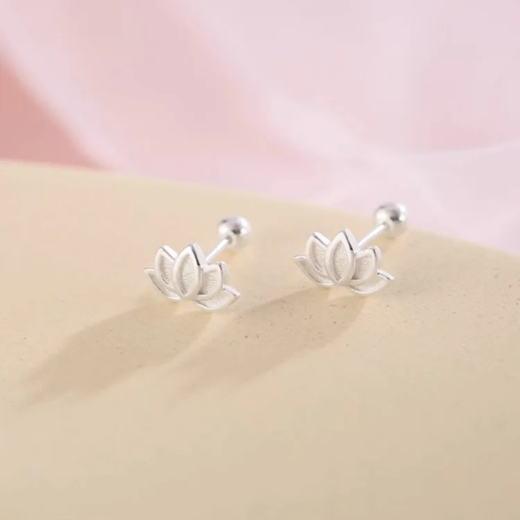 925 Sterling Silver Lotus Flower Piercing Stud Earrings For Women Vintage Engagement Vintage Jewelry Wholesale Accessories