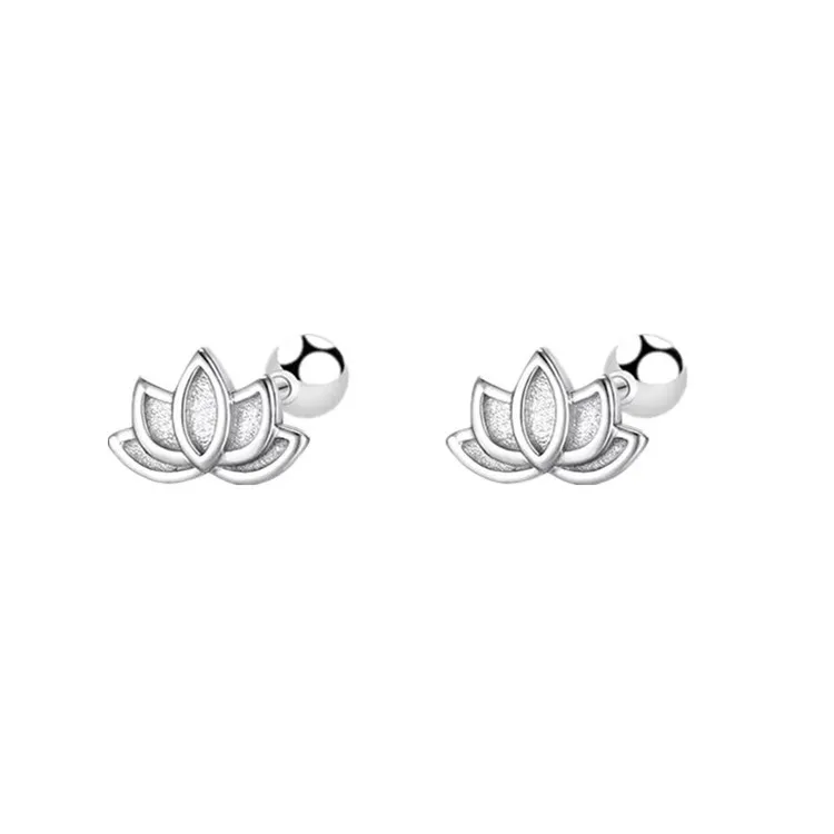 925 Sterling Silver Lotus Flower Piercing Stud Earrings For Women Vintage Engagement Vintage Jewelry Wholesale Accessories