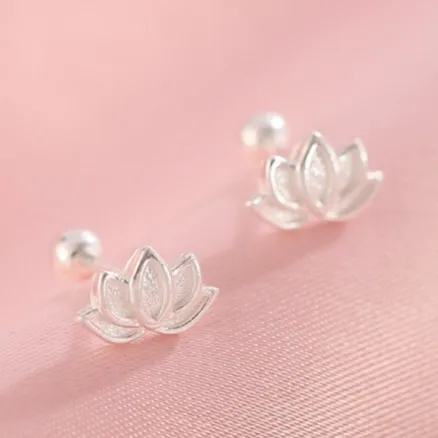 925 Sterling Silver Lotus Flower Piercing Stud Earrings For Women Vintage Engagement Vintage Jewelry Wholesale Accessories