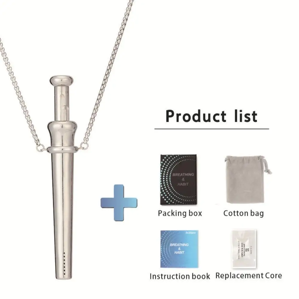MaiLun Large Size Anxiety Breathing Necklace 82.5mm Stainless Steel Meditation Pendant Stress Relief Quit Vaping Calm Tool
