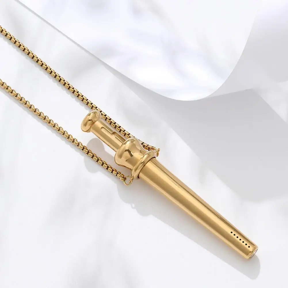 MaiLun Large Size Anxiety Breathing Necklace 82.5mm Stainless Steel Meditation Pendant Stress Relief Quit Vaping Calm Tool