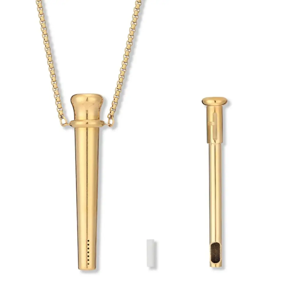 MaiLun Large Size Anxiety Breathing Necklace 82.5mm Stainless Steel Meditation Pendant Stress Relief Quit Vaping Calm Tool