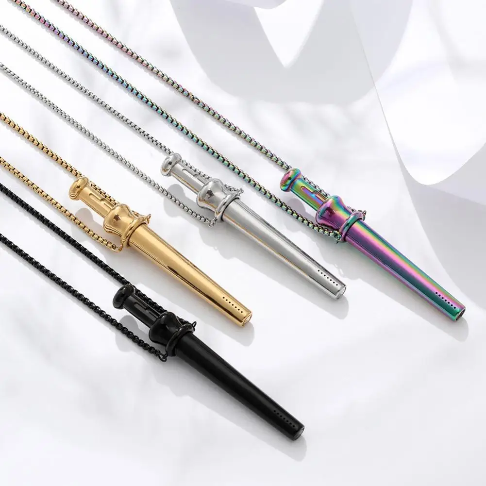 MaiLun Large Size Anxiety Breathing Necklace 82.5mm Stainless Steel Meditation Pendant Stress Relief Quit Vaping Calm Tool