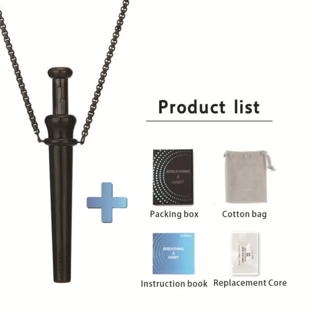 MaiLun Large Size Anxiety Breathing Necklace 82.5mm Stainless Steel Meditation Pendant Stress Relief Quit Vaping Calm Tool