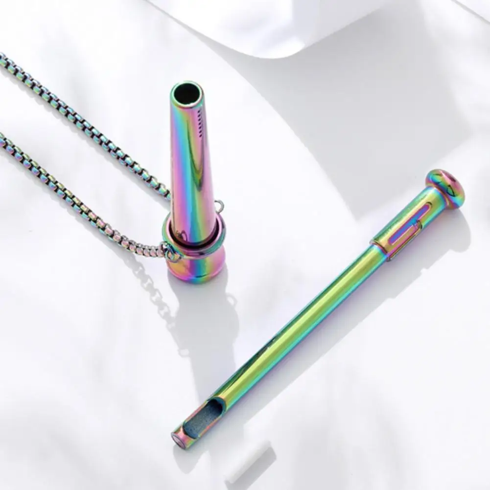 MaiLun Large Size Anxiety Breathing Necklace 82.5mm Stainless Steel Meditation Pendant Stress Relief Quit Vaping Calm Tool