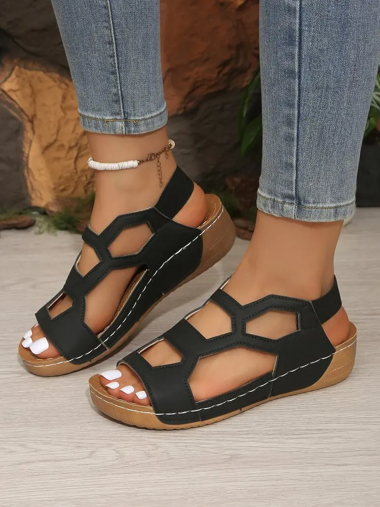 Women Sandals 2026 New Summer Beach Sandals Women Casual Wedges Footwear Summer Shoes Soft Heeled Sandals Woman