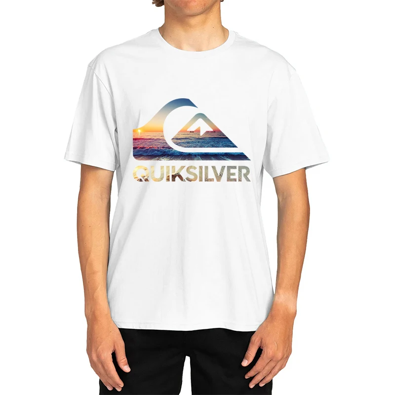 Summer Sunset Wave Logo T-Shirt for Men Women , Surf Style Graphic Tee, Oversized Cotton Summer Short Sleeve Top Streetwear