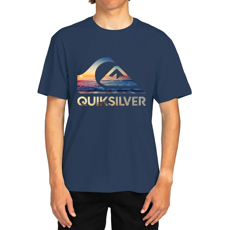 Summer Sunset Wave Logo T-Shirt for Men Women , Surf Style Graphic Tee, Oversized Cotton Summer Short Sleeve Top Streetwear