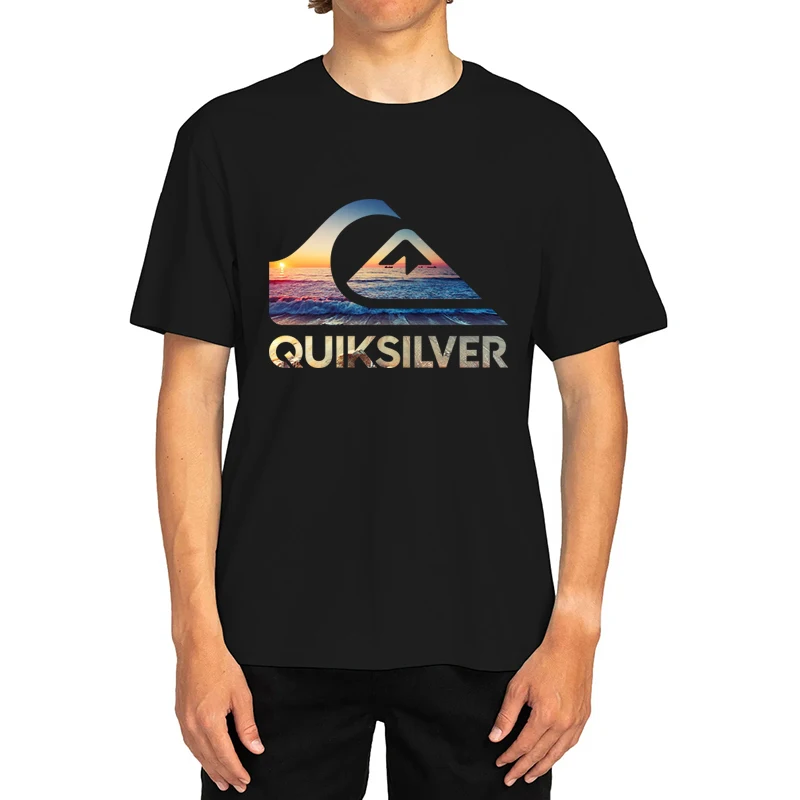 Summer Sunset Wave Logo T-Shirt for Men Women , Surf Style Graphic Tee, Oversized Cotton Summer Short Sleeve Top Streetwear