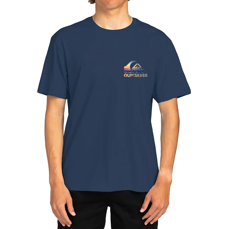 Summer Sunset Wave Logo T-Shirt for Men Women , Surf Style Graphic Tee, Oversized Cotton Summer Short Sleeve Top Streetwear