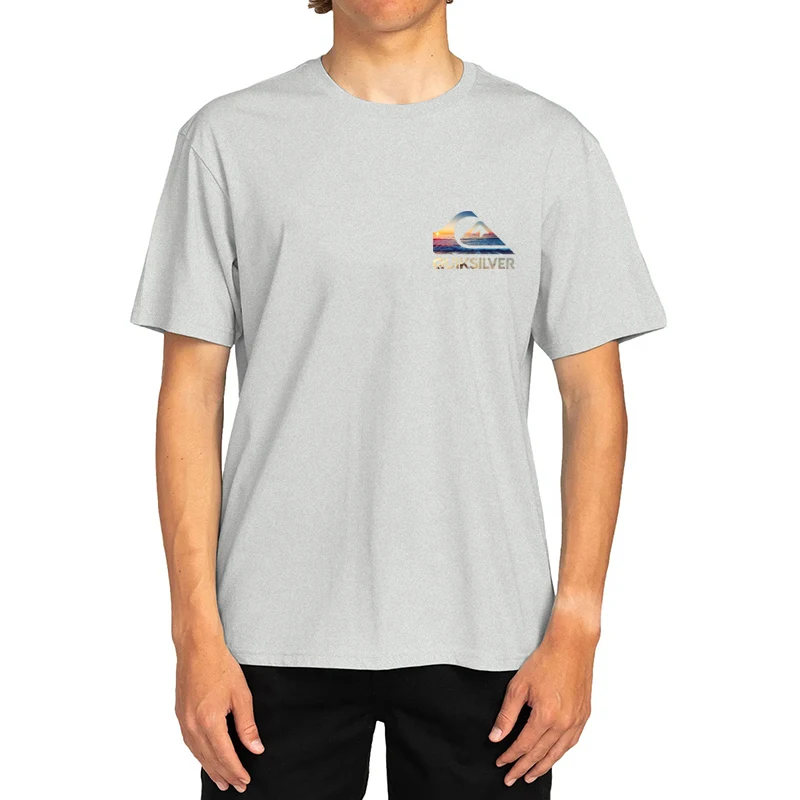Summer Sunset Wave Logo T-Shirt for Men Women , Surf Style Graphic Tee, Oversized Cotton Summer Short Sleeve Top Streetwear