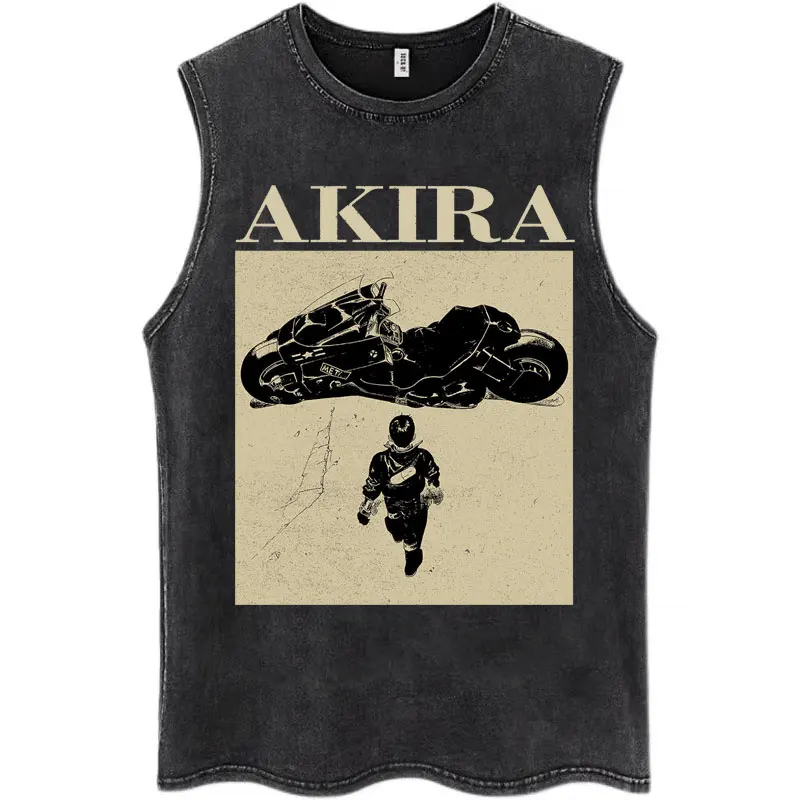 Japanese Anime Akira Washed Tank Tops Science Fiction Movie Shotaro Kaneda Vests Men Women Fashion Cotton Sleeveless T Shirts