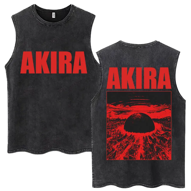 Japanese Anime Akira Washed Tank Tops Science Fiction Movie Shotaro Kaneda Vests Men Women Fashion Cotton Sleeveless T Shirts