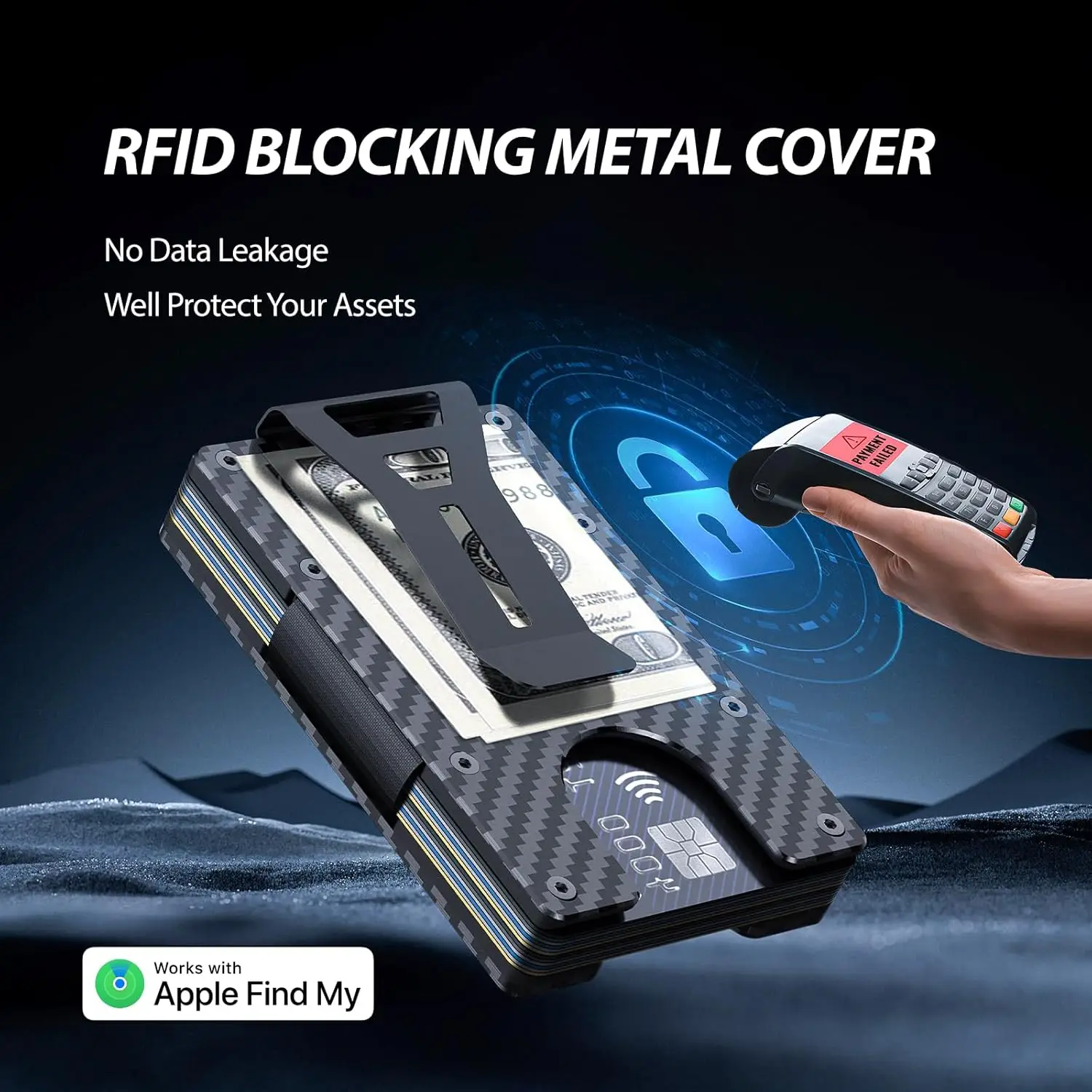 Smart Metal Wallet with Built-in Find My Tracker (iOS Only) RFID Blocking 12 Card Capacity Removable Cash Clip