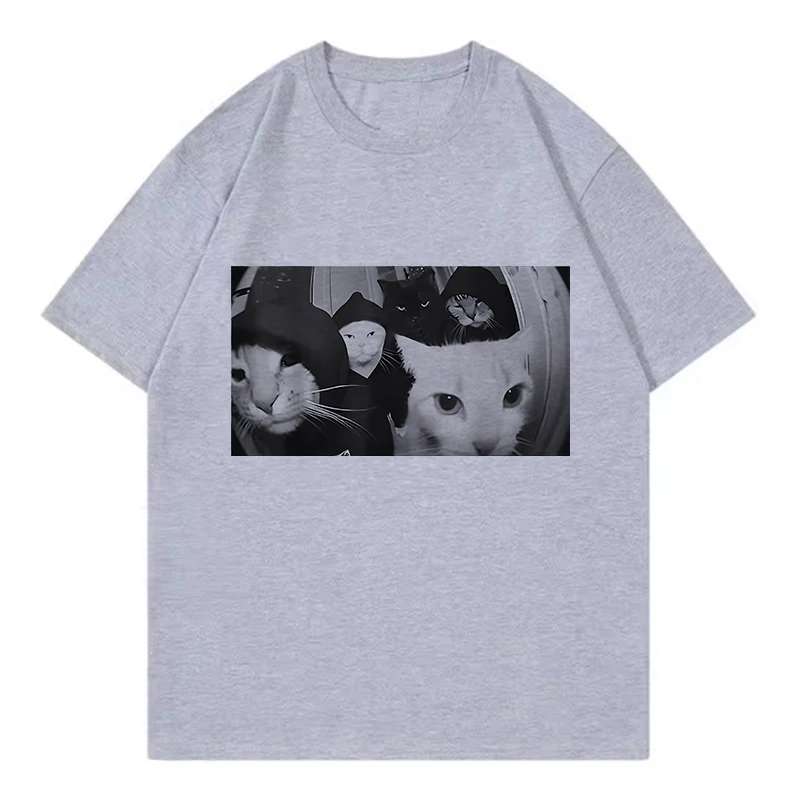 Streetwear Smoking Cat T Shirts Cat T-shirt Round Neck Short Sleeve Trendy Tee Shirt Streetwear Oversize Loose Tee