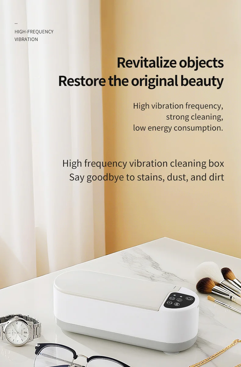 2026 New Small Household Large Capacity Dental Jewelry Cleaner Multifunctional Vibration Cleaning Machine Type-C Charging