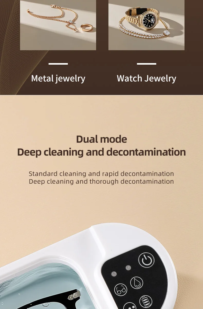 2026 New Small Household Large Capacity Dental Jewelry Cleaner Multifunctional Vibration Cleaning Machine Type-C Charging