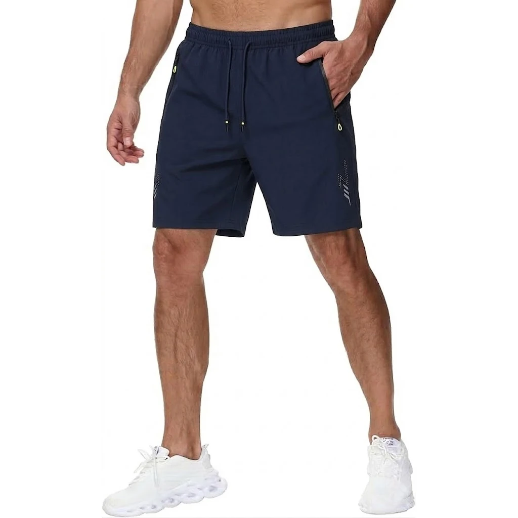 Mens Summer Outdoor Quick Dry Shorts Lightweight Athletic Gym and Hiking Bottoms Casual Beach Shorts with Zipper Pockets