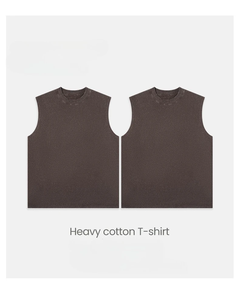 240G Cotton Men Vintage Washed Tank Top Retro Distressed Sleeveless Vest Loose High Street Casual Streetwear Beach Muscle Tees