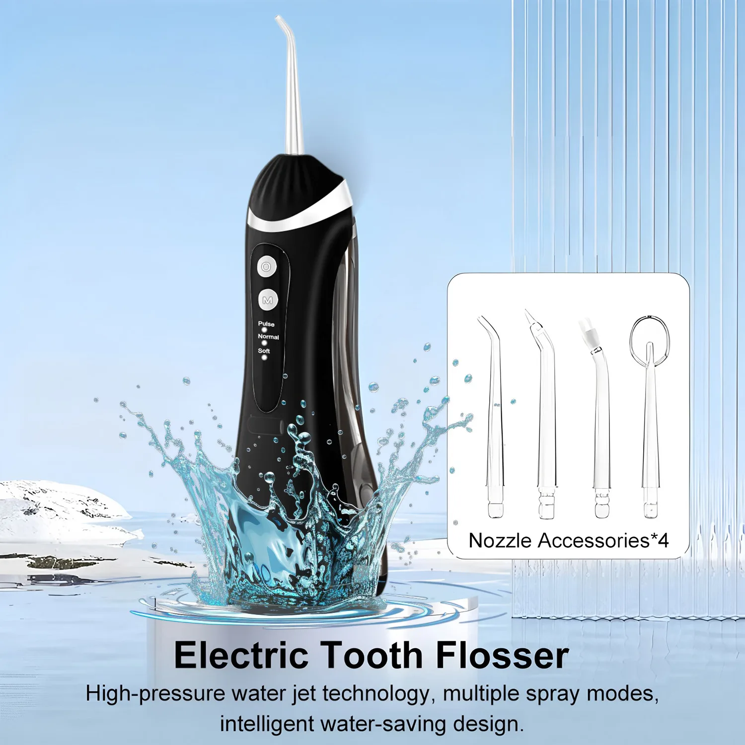 Water Floss Portable Cordless F18 Water Flosser 3 Cleaning Modes Waterproof Rechargeable Water Cleaner 4 Nozzles Clean Gums
