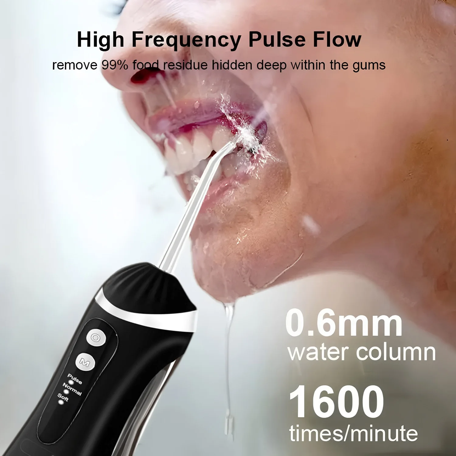 Water Floss Portable Cordless F18 Water Flosser 3 Cleaning Modes Waterproof Rechargeable Water Cleaner 4 Nozzles Clean Gums