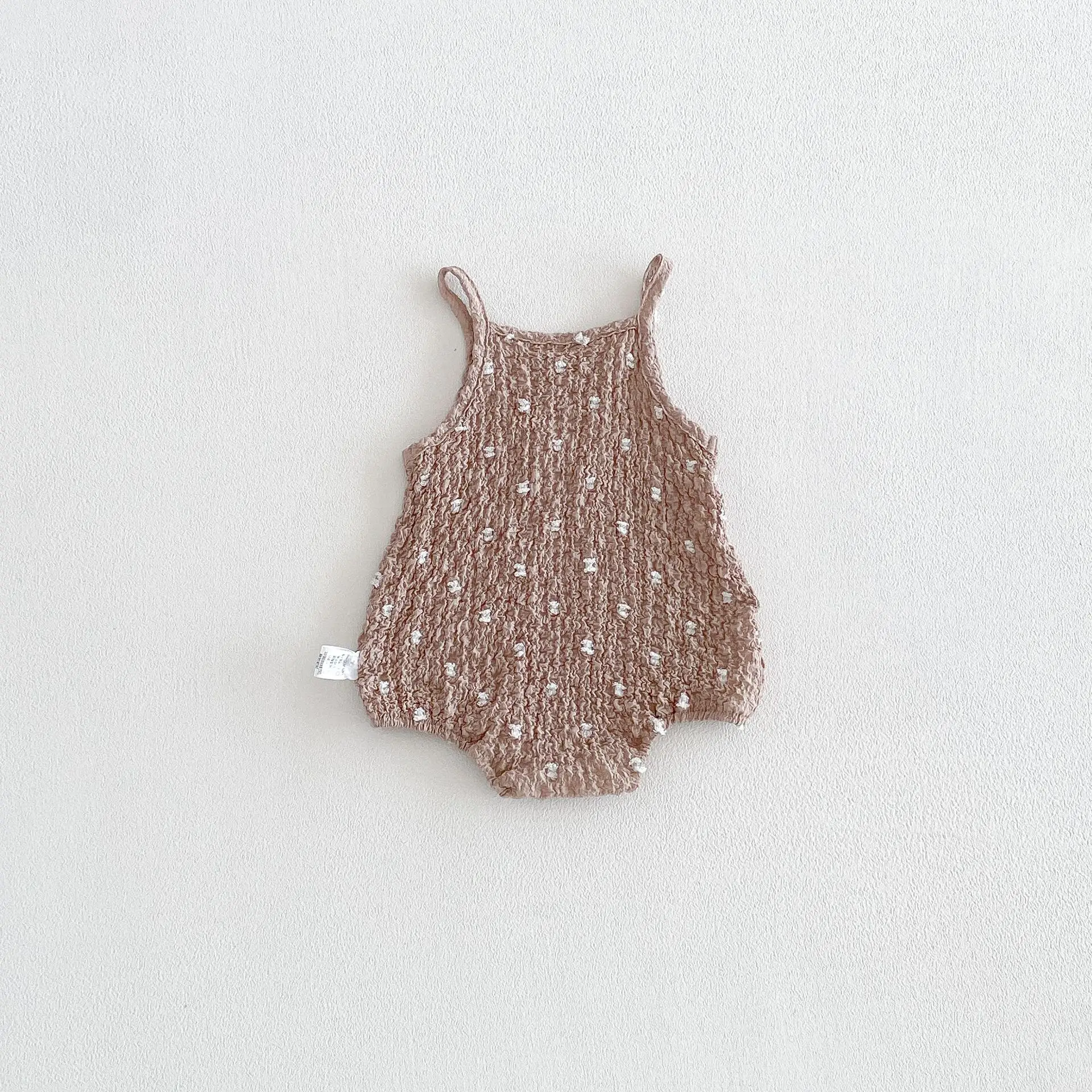 3-24M Summer Cute Baby Cami Bodysuit Cotton Spotted Fabric Sleeveless One Piece Clothes for Girls Black Infant Romper