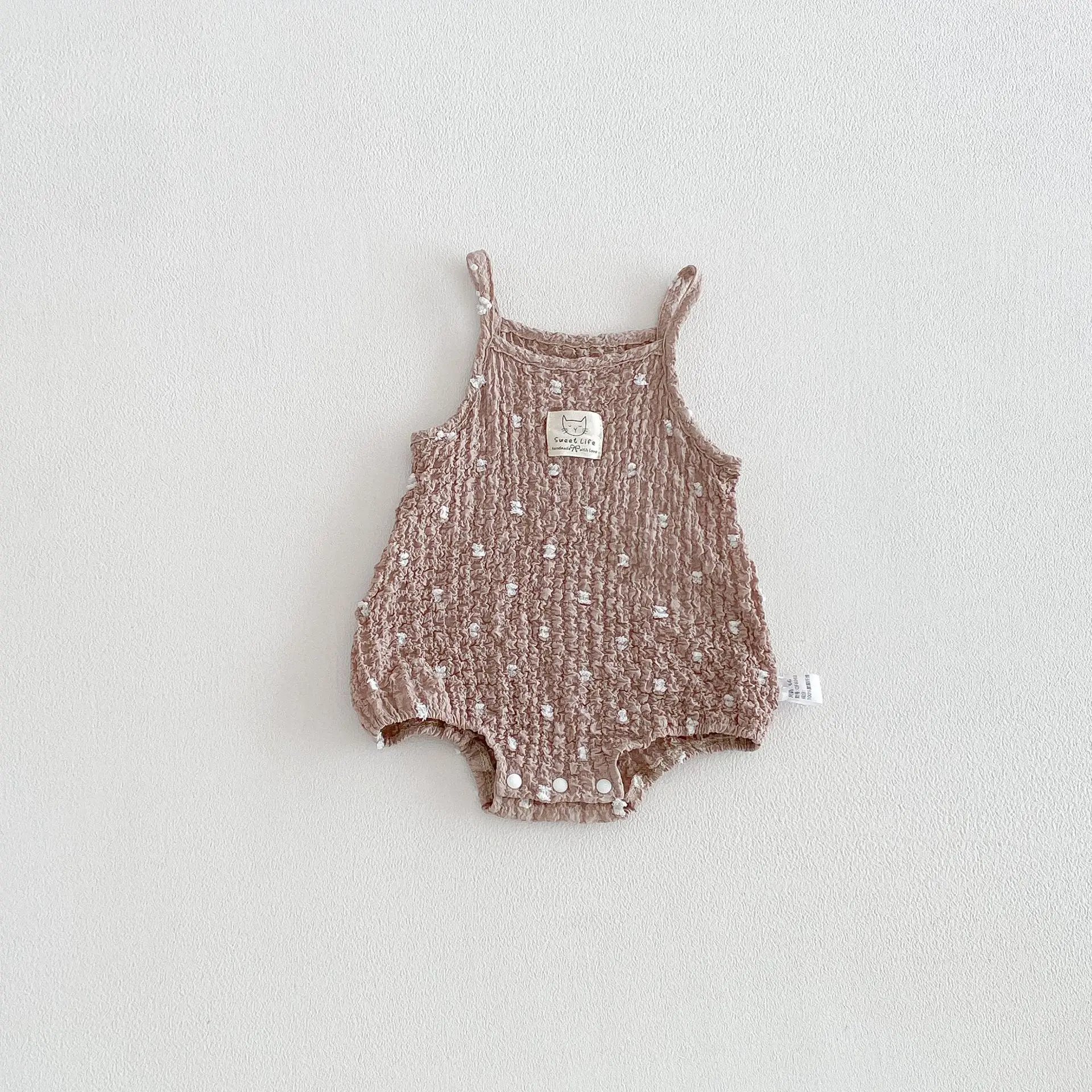 3-24M Summer Cute Baby Cami Bodysuit Cotton Spotted Fabric Sleeveless One Piece Clothes for Girls Black Infant Romper