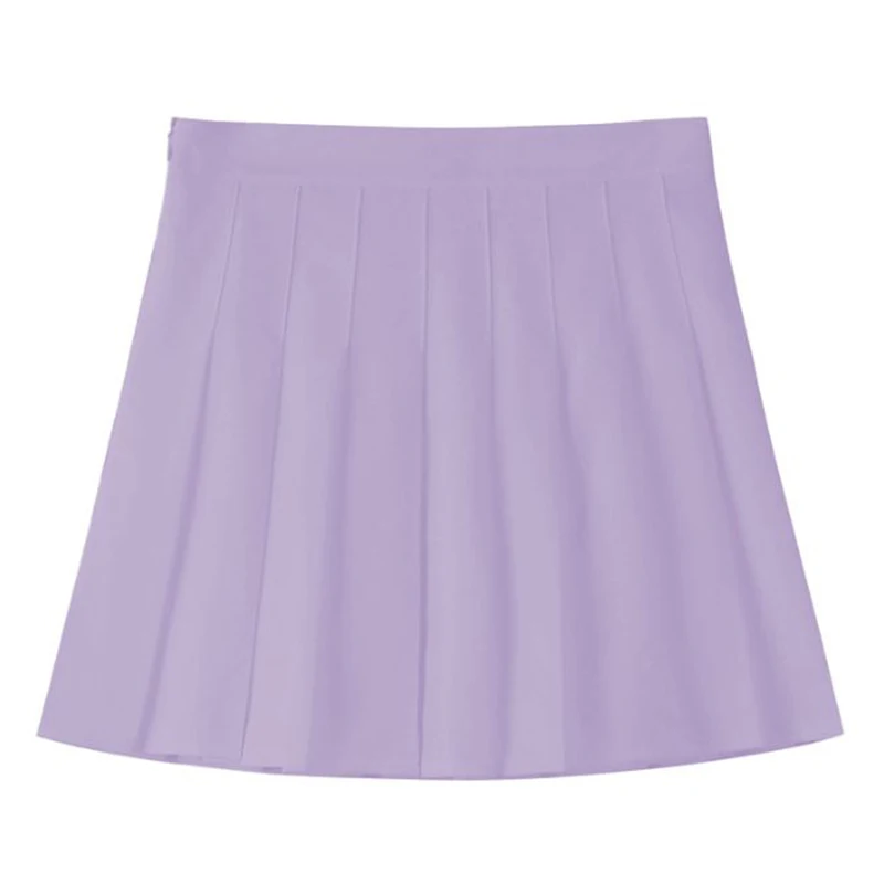 Hot Sale Summer Female Classic Pleated Skirts Girls Solid Color Thin JK Skirts Lady Korean Fashion High Waist A-line Skirts