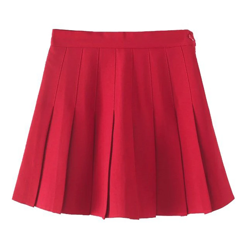 Hot Sale Summer Female Classic Pleated Skirts Girls Solid Color Thin JK Skirts Lady Korean Fashion High Waist A-line Skirts