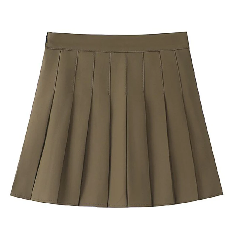 Hot Sale Summer Female Classic Pleated Skirts Girls Solid Color Thin JK Skirts Lady Korean Fashion High Waist A-line Skirts