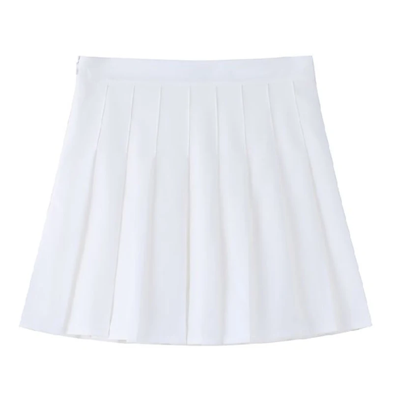 Hot Sale Summer Female Classic Pleated Skirts Girls Solid Color Thin JK Skirts Lady Korean Fashion High Waist A-line Skirts