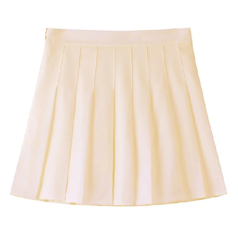 Hot Sale Summer Female Classic Pleated Skirts Girls Solid Color Thin JK Skirts Lady Korean Fashion High Waist A-line Skirts