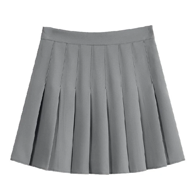 Hot Sale Summer Female Classic Pleated Skirts Girls Solid Color Thin JK Skirts Lady Korean Fashion High Waist A-line Skirts